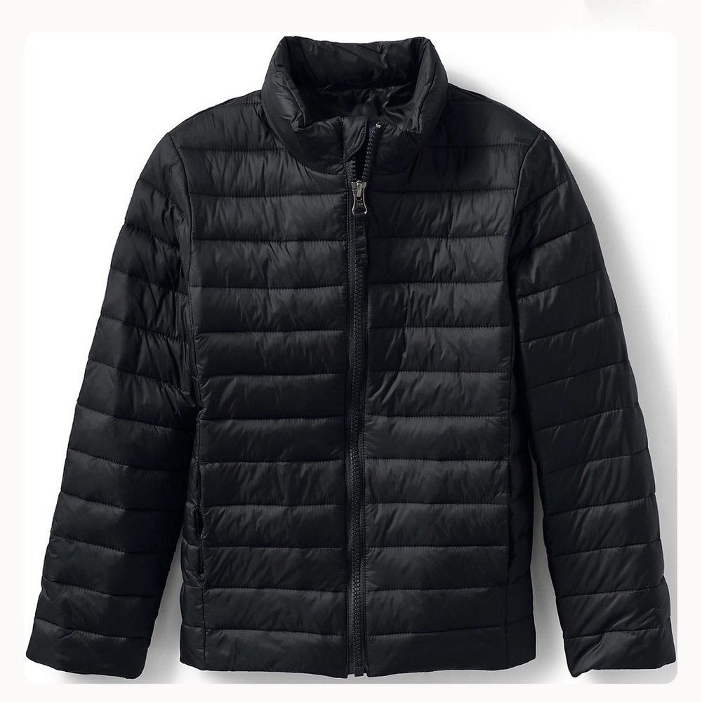 LANDS’ END Boys Down Alternative Jacket- Black - Sz M 10/12